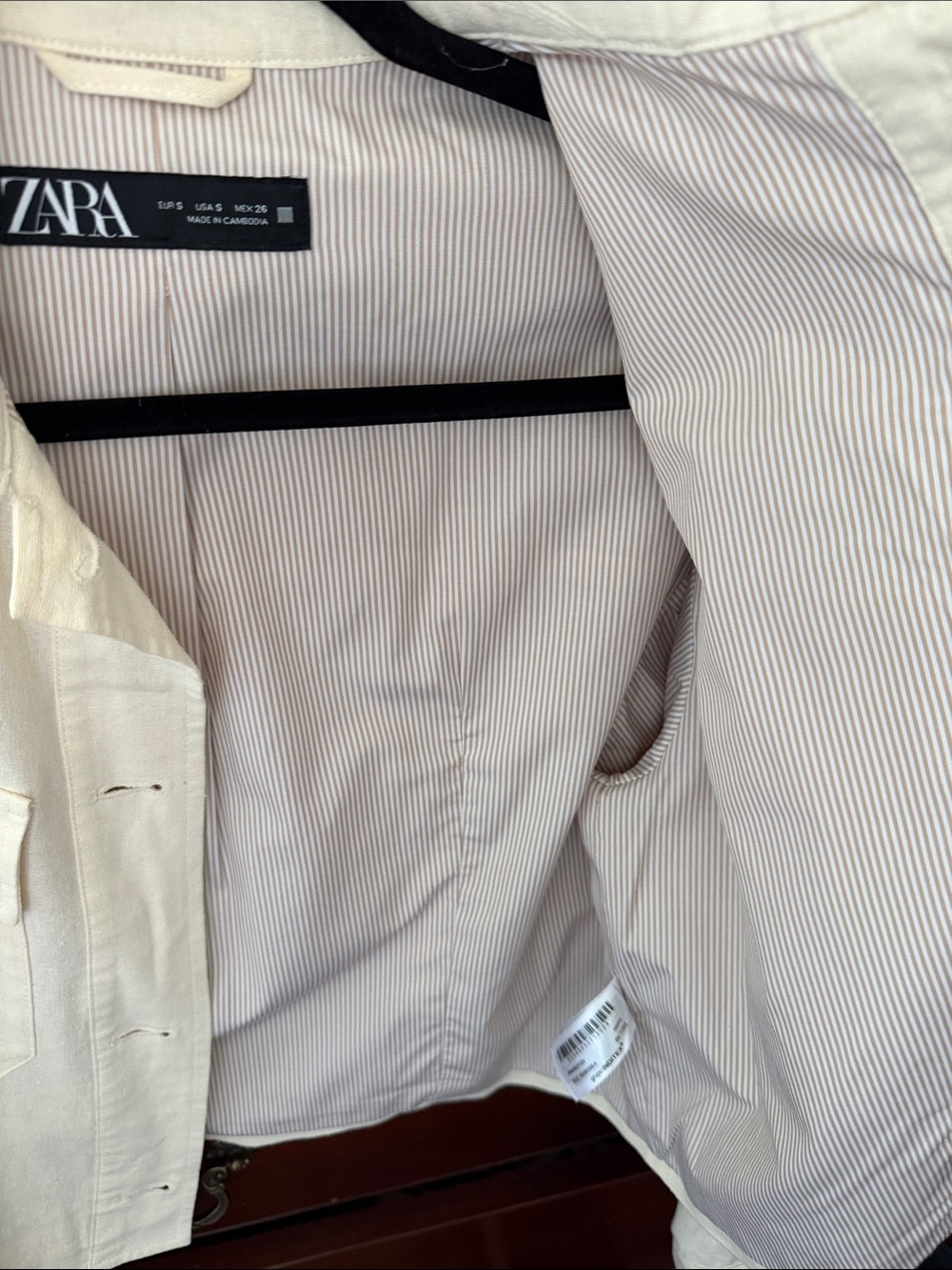 Zara Cream Button-Front Cropped Jacket - Picture 3 of 4
